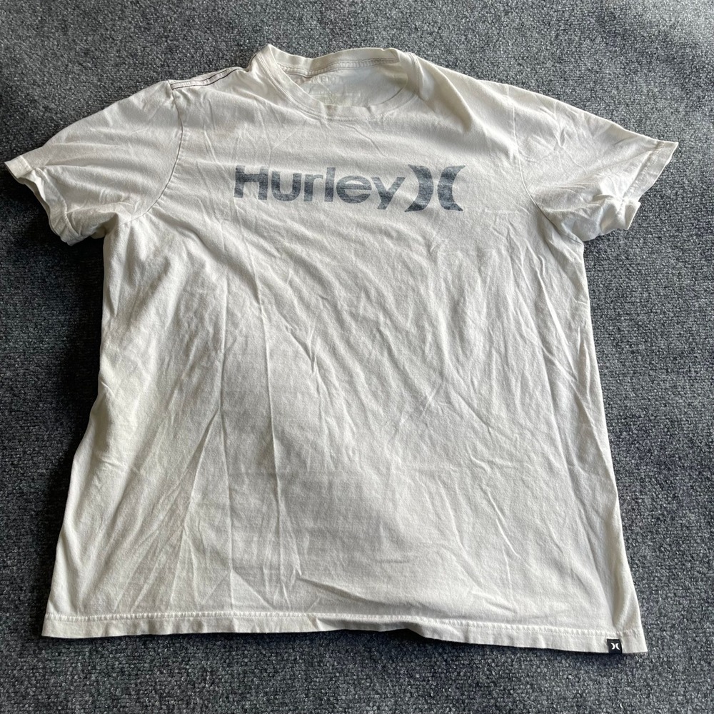 Hurley Mens Premium Fit Logo Graphic T-Shirt White XL Short Sleeve Cotton Tee
